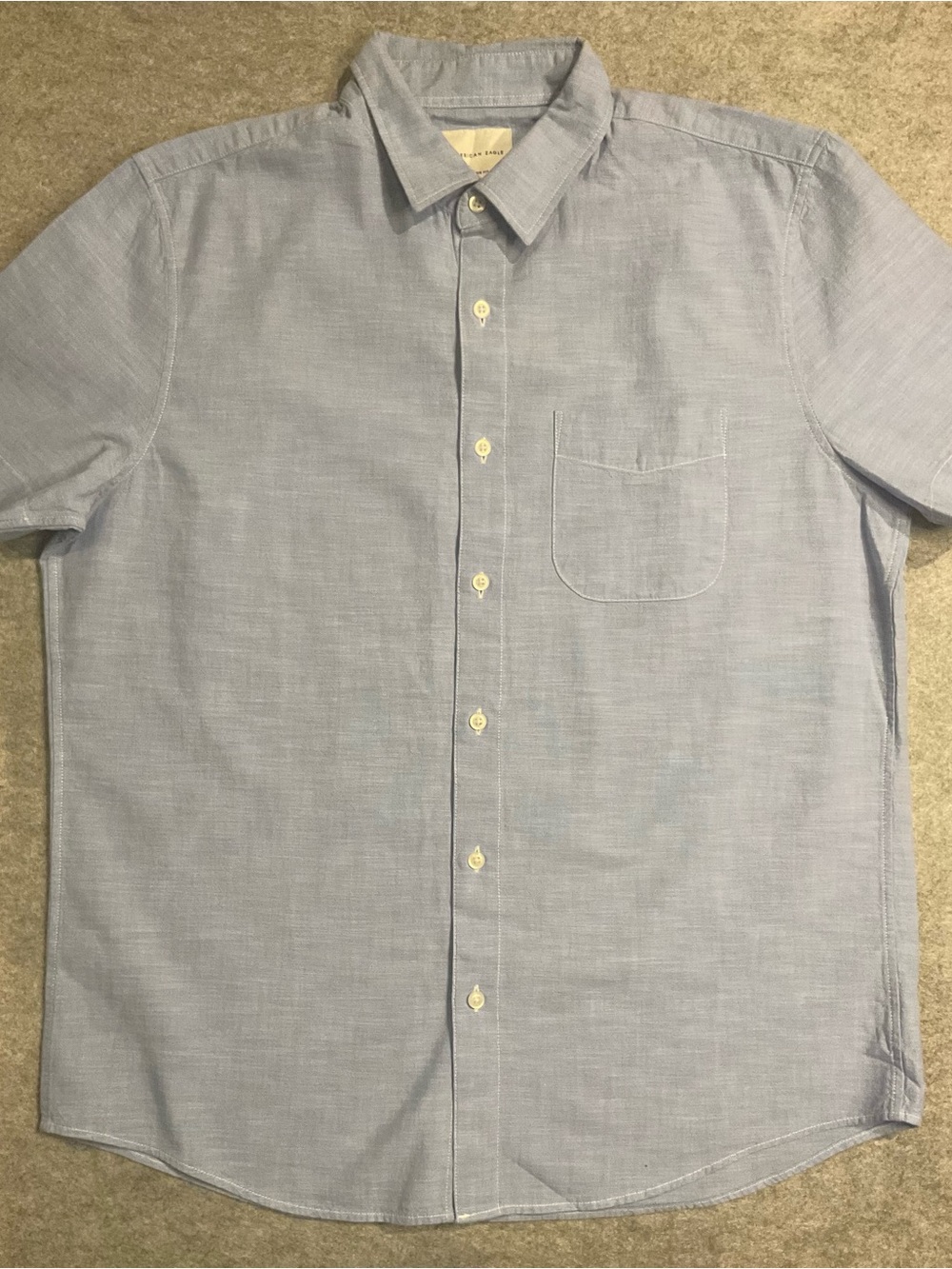 American Eagle Outfitters Light Blue Short-Sleeve Button-Down Shirt L